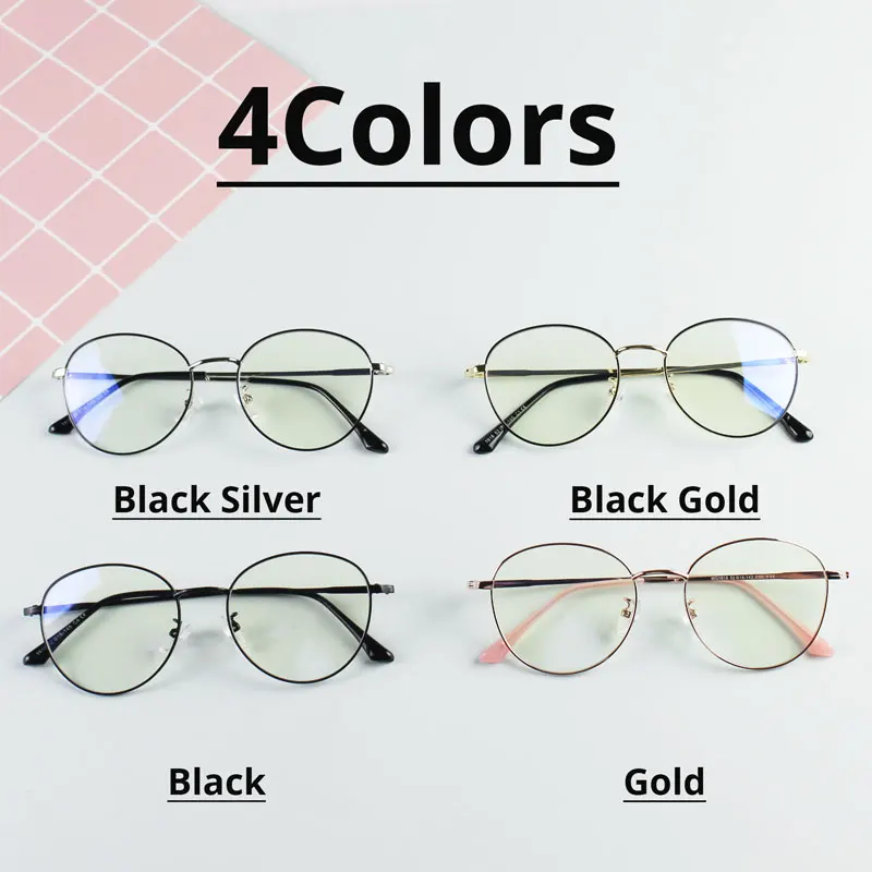 VANLOOK Computer Glasses Round Anti Blue Ray Light Blocking Fashion Metal Eyeglasses Frame Men Women Clear Lens Anti Radiation