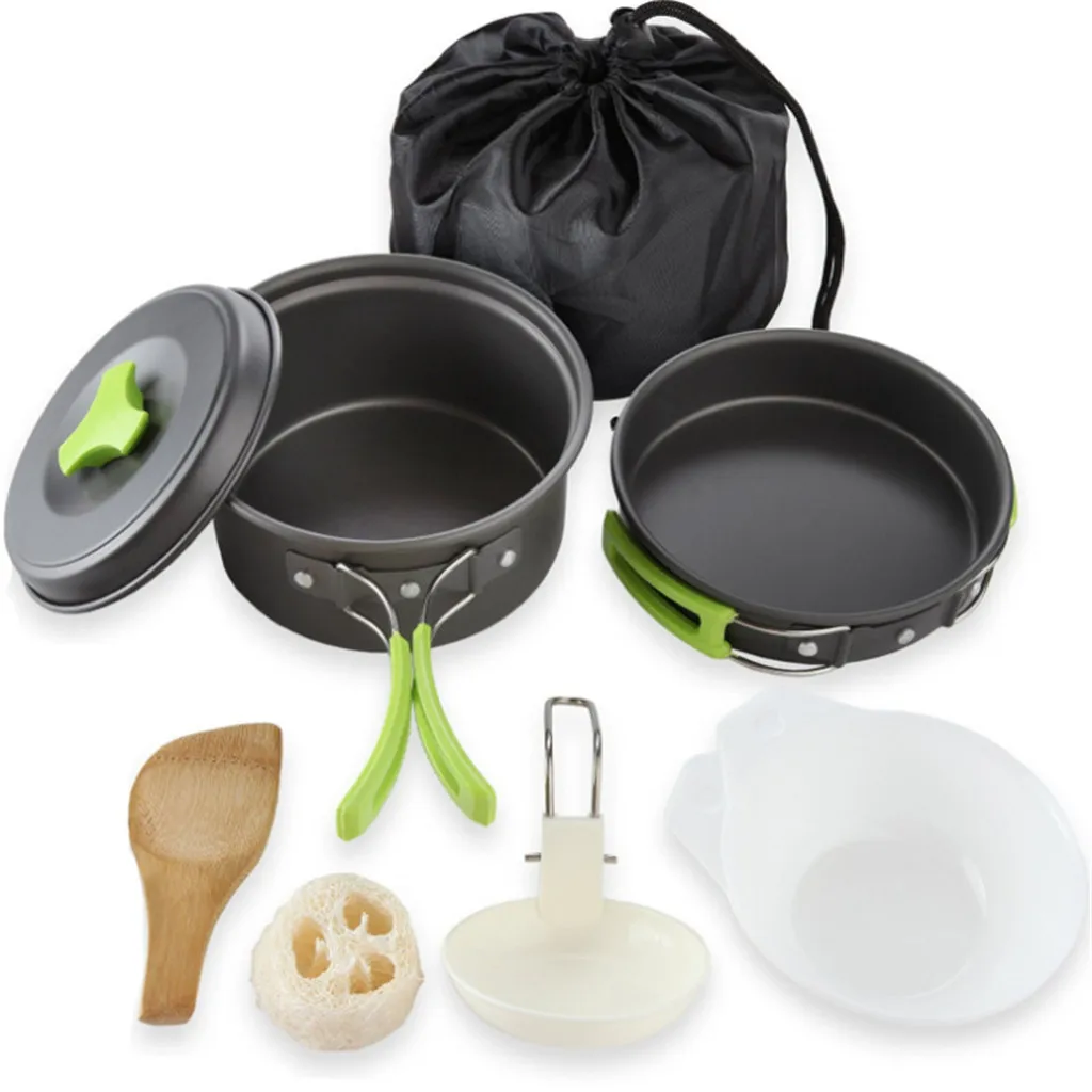

Free Shipping New arrival Outdoor Portable Camping Pot 1-2 People Wild Picnic Barbecue Tableware Pot High Quality Purchasing