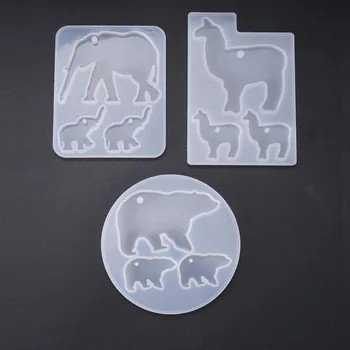 

DIY crystal dropper mold hanging mold elephant Alpaca polar bear triple size silicone mold