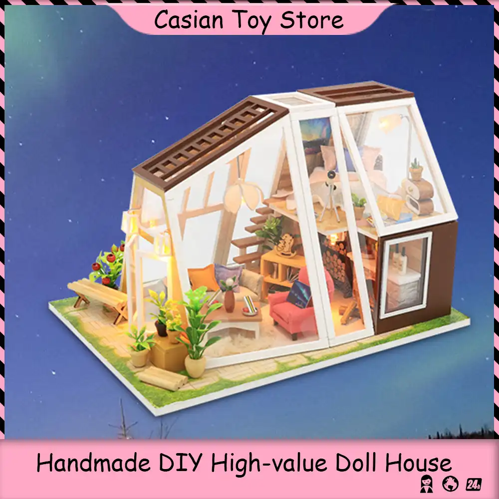 手作り木製ドールハウスdiyドールハウスミニチュア家具キットカサ音楽led子供のおもちゃ子供の誕生日ギフト ドールハウス Aliexpress