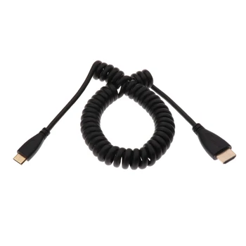 

HDMI Cable, Male To Mini Male Port Cable Lead Cord 1080p Spring Coiled Extension Cable Black