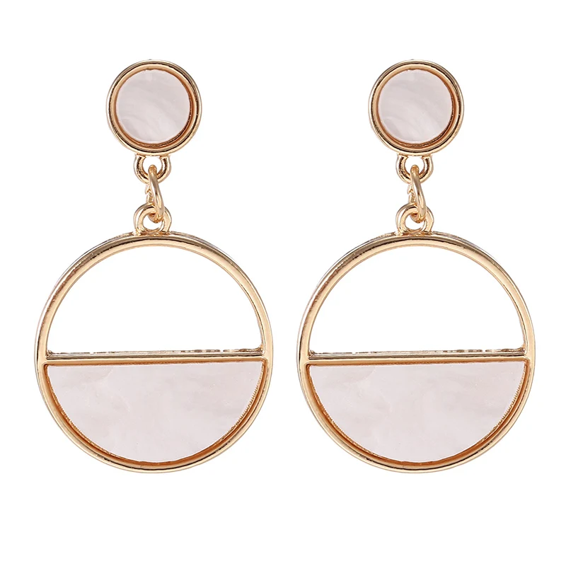 Simple Round Kroean Drop Earrings For Women Gold Black/White Enamel Statement Earrings Fashion Jewelry pendientes mujer