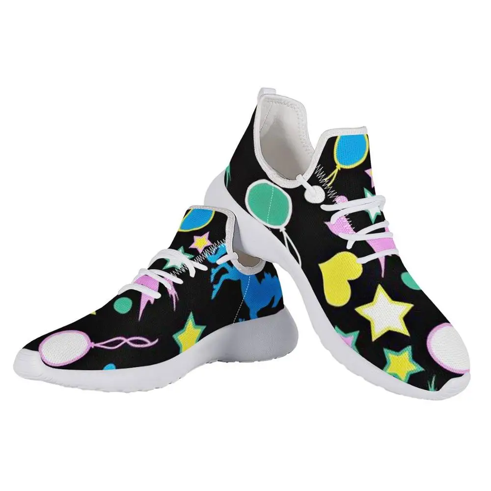 

HYCOOL Colorful Stars Balloon Horse Print Kids Outdoor Sports Shoes Teenager Girls Lightweight Mesh Sneakers Children Footwear