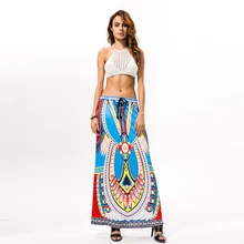 Bohemian Ptint длинная юбка на шнуровке в этническом стиле элегантный осенне-весенний Африканский женский юбка