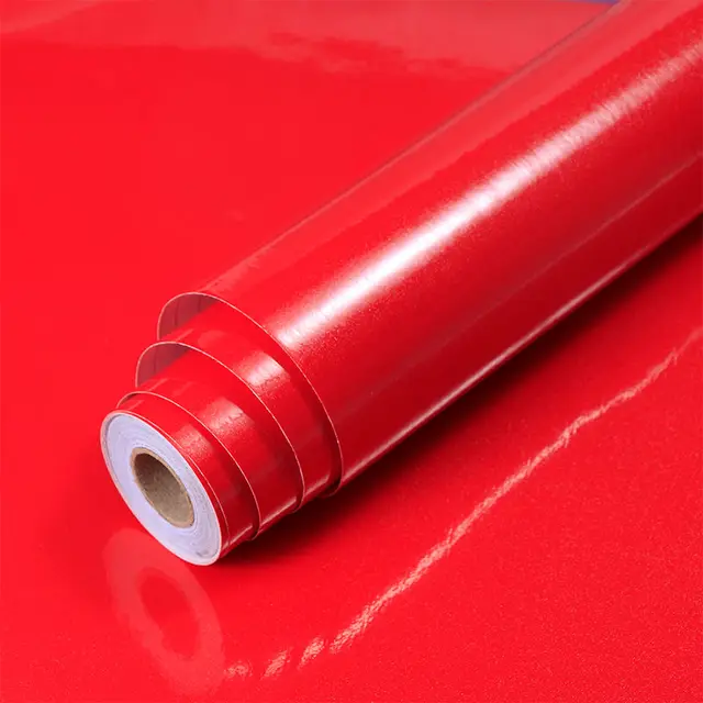 Shiny White Self-Adhesive Peel & Stick in Rolls Waterproof Wallpaper Furniture Films PVC Oil-proof Wall Stickers Kitchen Cabinet Shiny Bright Red