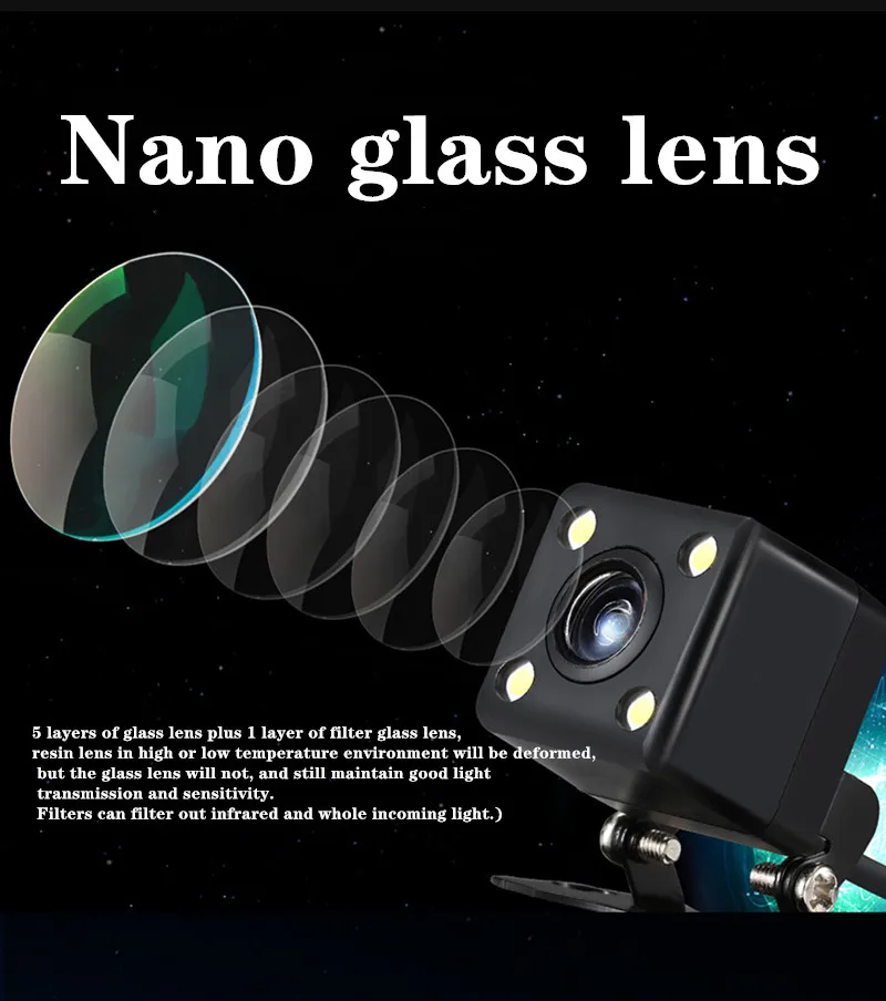 

170 ° Широкоугольный CCD HD ночное видение nano камера заднего вида резервная парковочная видеокамера Водонепроницаемая Противоударная автомобильная универсальная