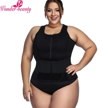 

WonderBeauty Neoprene Sauna Suit with Waist Trainer Belt Fitness Tank Top Sweat Vest Body Shaper Corset Waist Cincher Plus Size