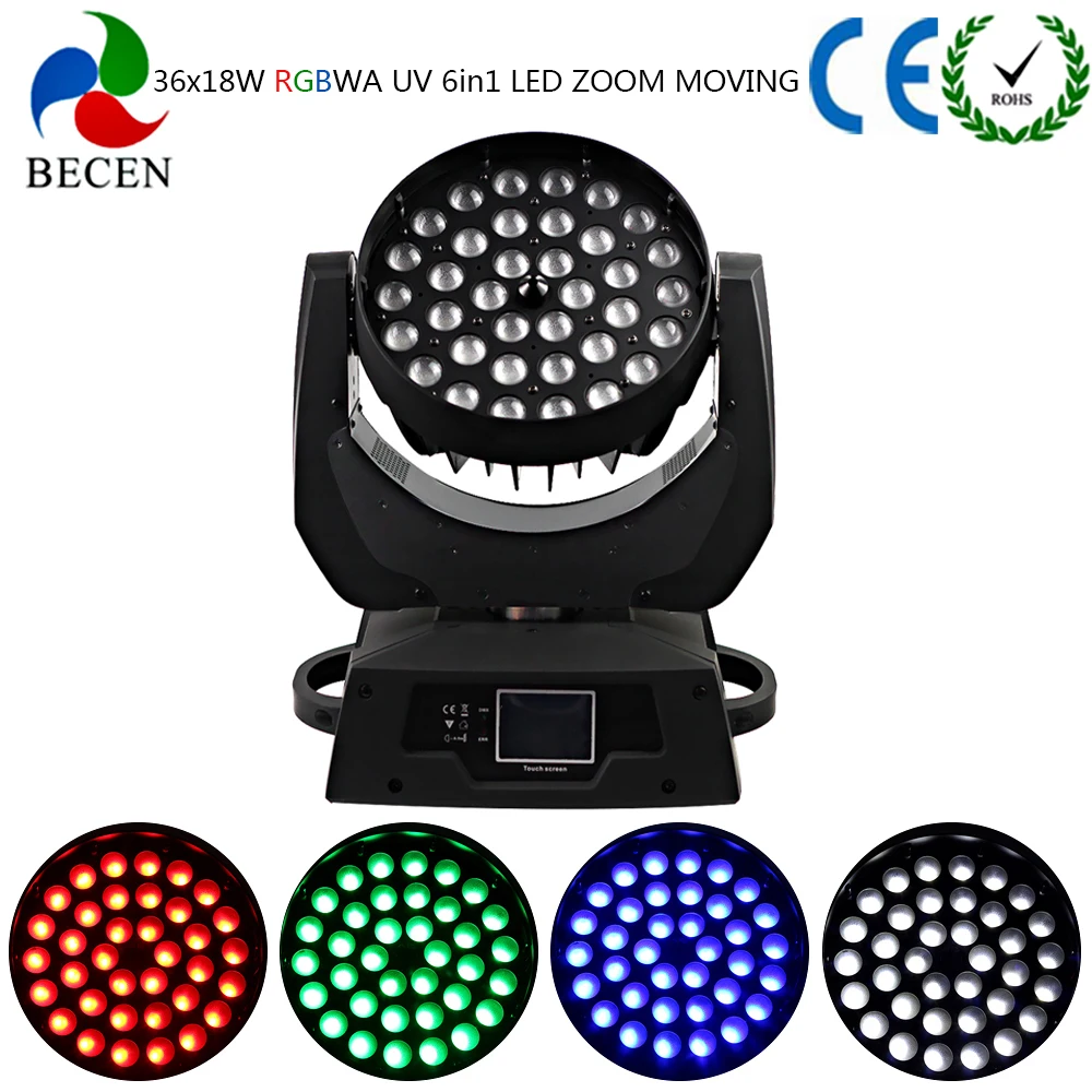 Светодиодный сценический светильник s 36x18W Zoom движущаяся головка 6in1DMX сенсорный