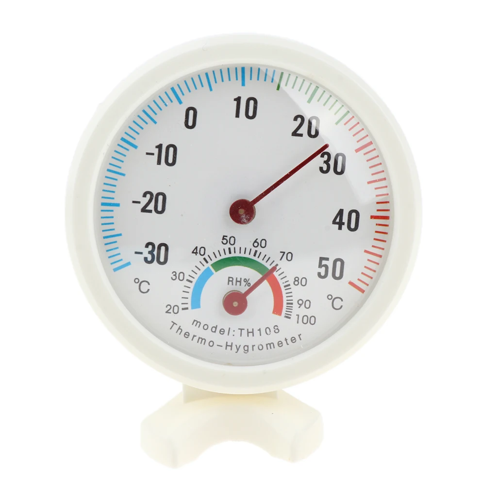Round Thermohygraph Analog Temperature Humidity Meter Thermometer Hygrometer , Color indicator for comfort zone