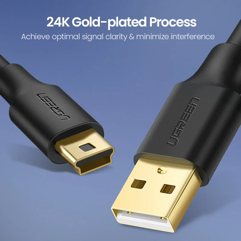 Ugreen Mini USB кабель Mini USB к USB кабель для быстрой зарядки данных для MP3 MP4 плеера Автомобильный видеорегистратор gps цифровая камера HDD Mini USB