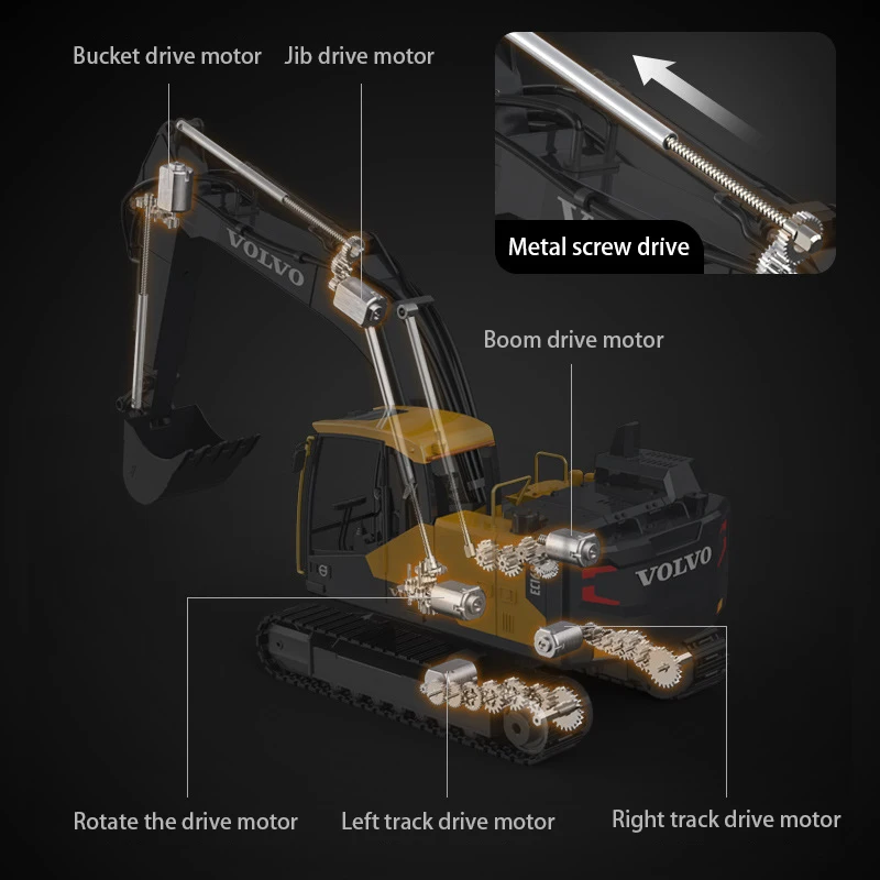 Double E E598 E590 1/16 17CH RC Alloy Excavator 3in1 2Mode 2.4G Remote Control Construction Vehicle Model 1/20 Dump Truck Toy