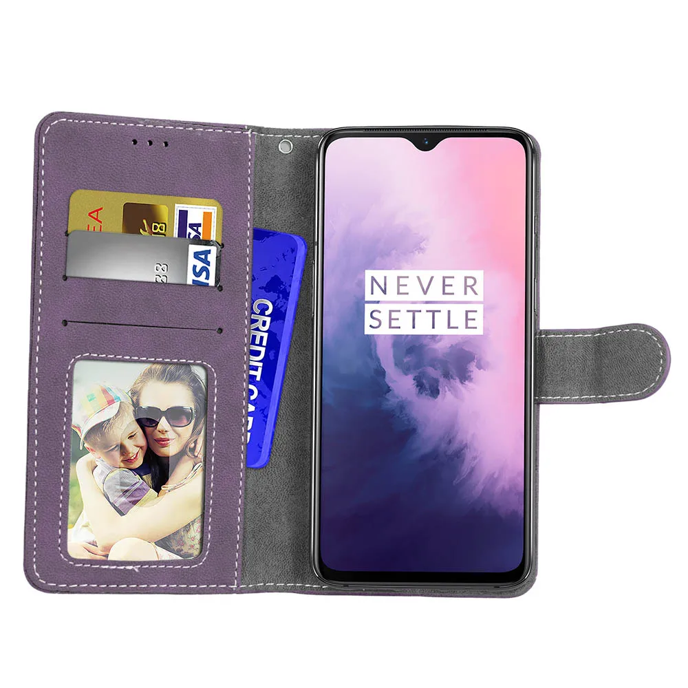 Sale 100pcs/lot Vintage Scrub 3 card flip wallet leather cover case for One plus 5 5T 6 7 7 Pro Oneplus 5 5 T 6 7 7 Pro shell 60