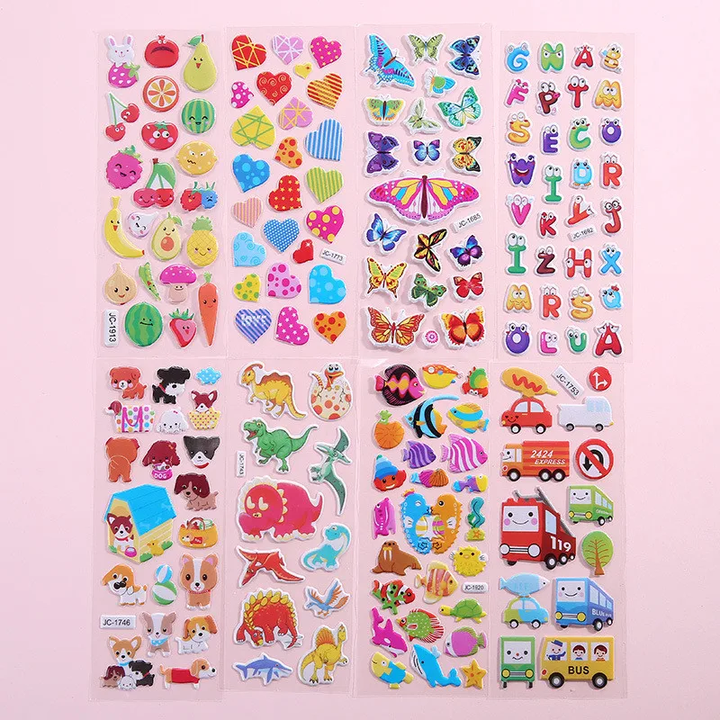 Пузырьковые наклейки милые наклейки 3D Мультяшные животные водонепроницаемые DIY детские игрушки персонализированные наклейки товары для рукоделия для детей мальчик девочка