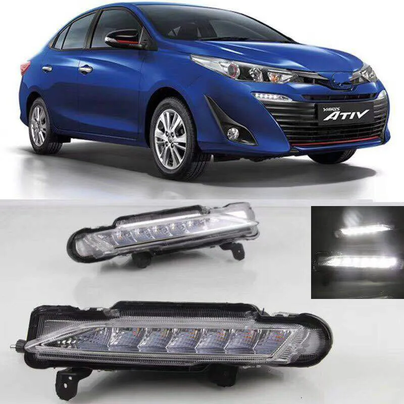 Дневные ходовые огни для Toyota Yaris 2017 2018 водонепроницаемые 12 В светодиодный ДХО