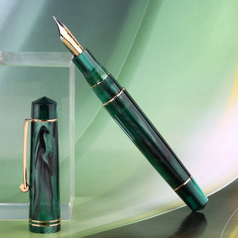 New Moonman 800 Resin Fountain Pen Germany Imported No. 6 BOCK Nib 35# 0.5mm with Converter Green Golden Clip Writing Gift | Канцтовары