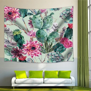 

Mandala Tapestry Wall Hanging Cactus Green Succulents 3d Flower Art Carpet Blanket Yoga Mat Home Decorative Cactus Tapestry