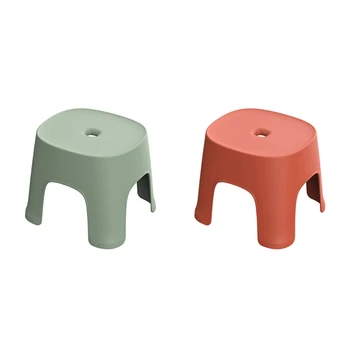 

2Pcs Small Bench Anti-Skid Coffee Table Plastic Simple Stool Adult Thickening Children'S Stool - Red & Green