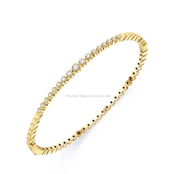 

Tianyu gems 10k yellow gold material Bangle moissanite diamonds bracelet