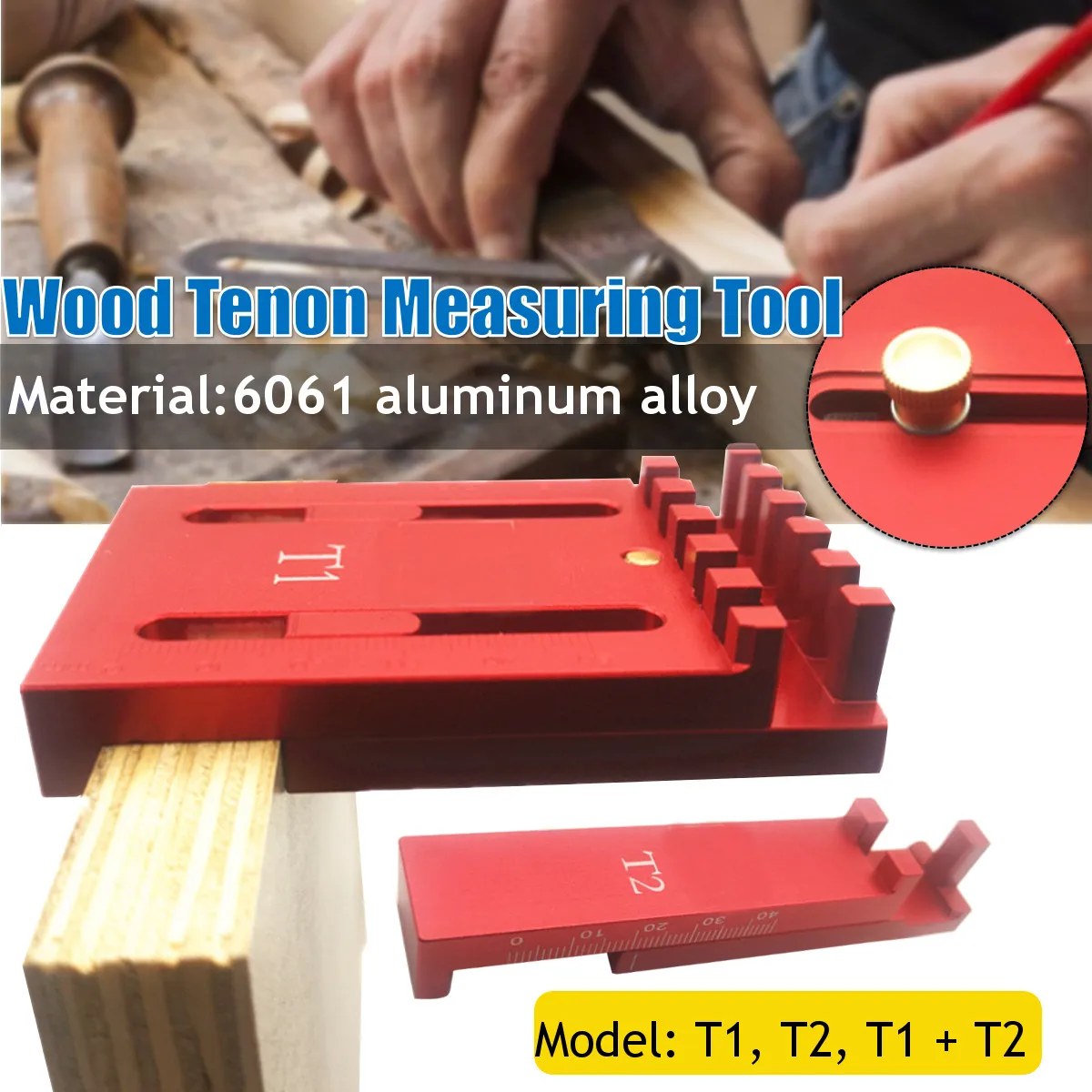 

T1/T2 Woodworking Special Depth Measuring Ruler Aluminum Alloy Depth Gap Gauge Wood-working Ruler