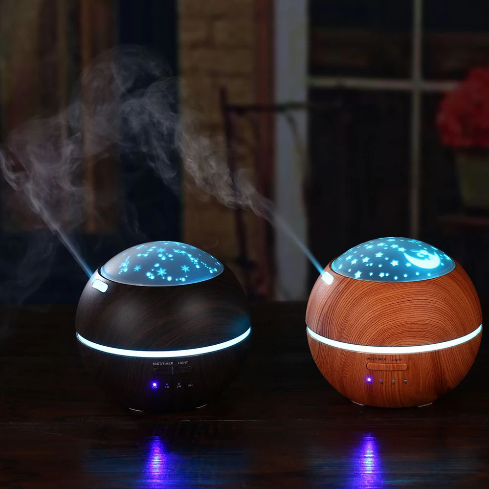 

Light And Shadow Wood Grain Mini Aromatherapy Machine Home Creative Atmosphere Night Light Aroma Humidifier