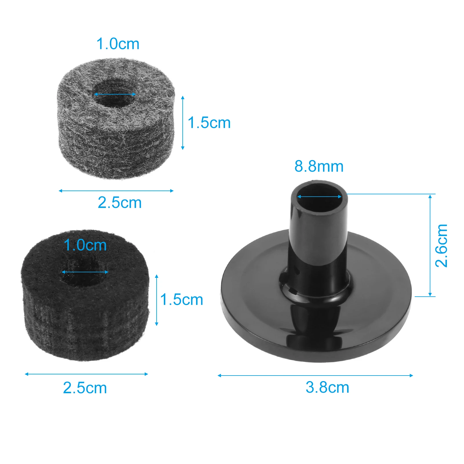 8Pcs Cymbal Stand 25mm Felt Washer 2Pcs Cymbal Sleeves Drum Replacement Parts