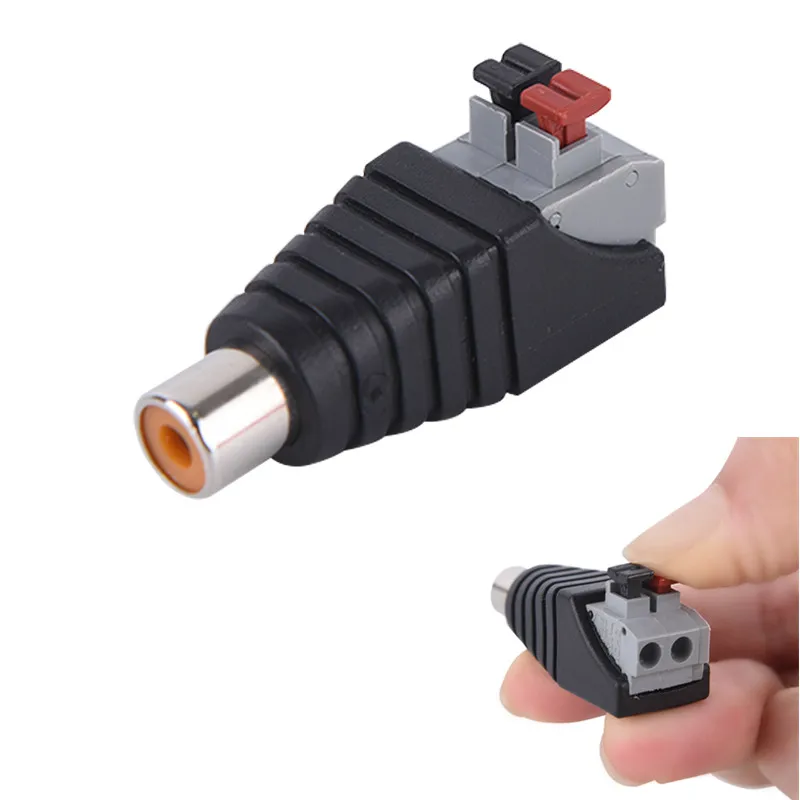1pc Universal Wire A/V Cable To Audio Male RCA Adapter Jack Press Plug Cabe Speaker RCA Connector Adapter Cable For Audio Cable