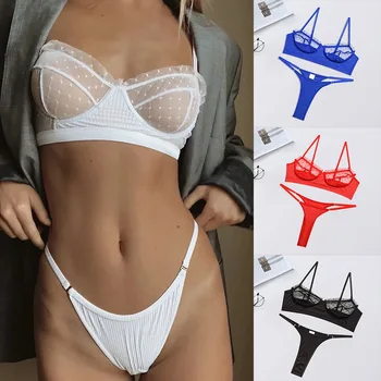 

women Ruffle Lace Lingerie Set Sexy Women's Underwear Transparent Bra Party Sets Lace Lingerie Bra Set Underwear Set