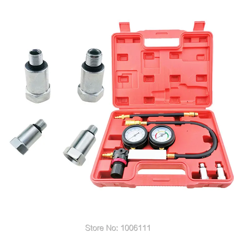 Cylinder Leakage Leakdown Leak Detector 4 Pcs Engine Compression Test Kit Double Gauge System TU-21