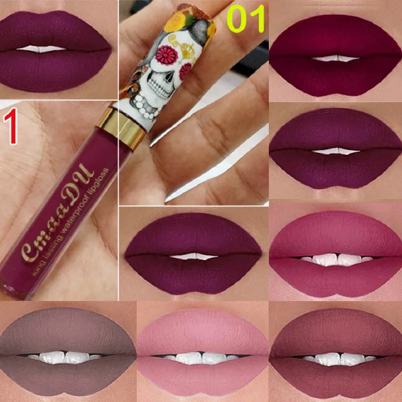 

Hot Waterproof Skull Matte Liquid Lipstick Long Lasting Sexy Red Glitter Metallic Lip Gloss Lip Tint Stick Lipgloss Makeup Tools