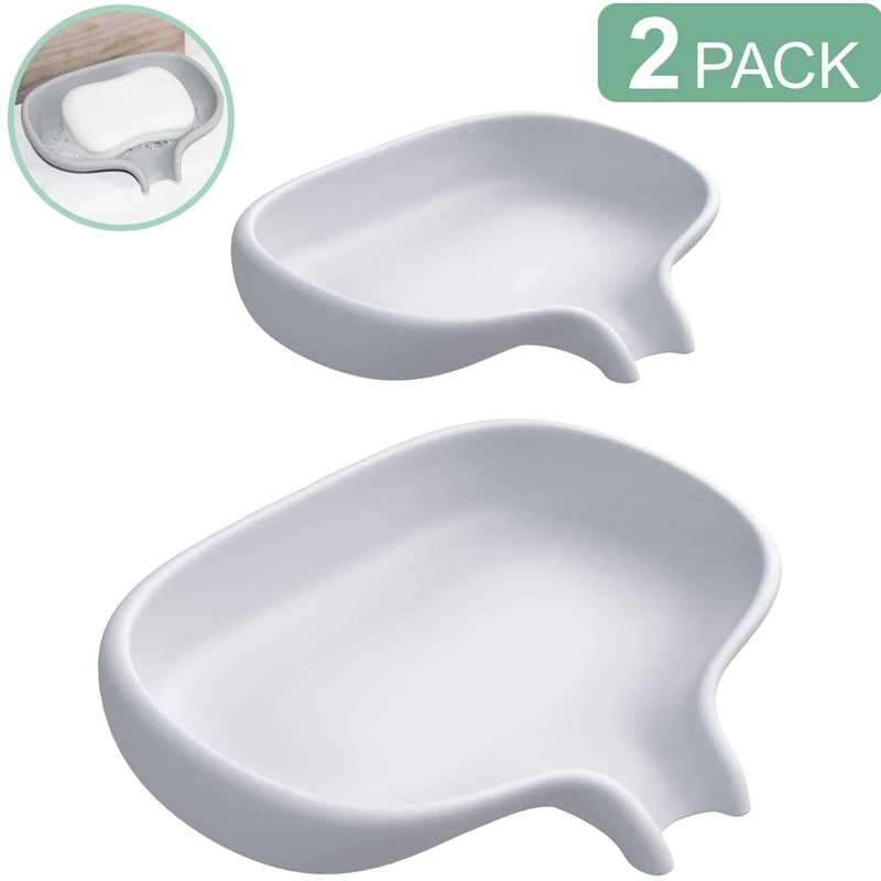

Soap Dish with Drain, Soap Dishes for Bathroom Sink, Silicone Soap Dish for Shower, Bar Soap Holder for Kitchen Counter