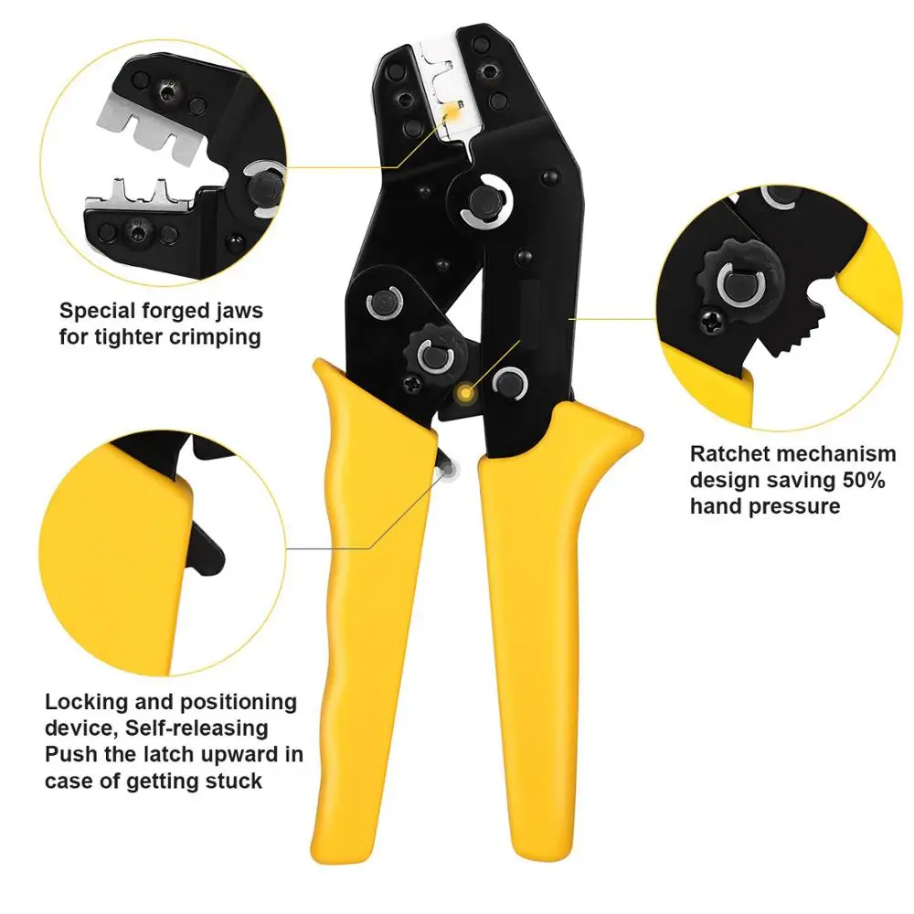 Ferrule Crimping Tool Kit E/·Durable Upgrade Version AWG23-7 Self-adjustable Ratchet Wire Crimper Plier Set with 2200PCS Terminal Connectors Wire End Ferrules for Stripper Wiring Projects