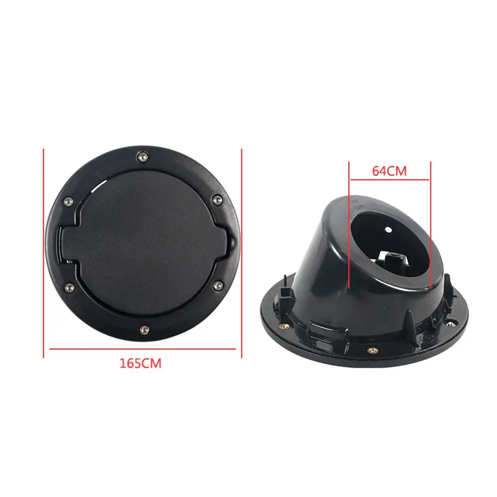 Fuel Tank Cap Cover Auto Car Aluminum Alloy ABS Fuel Door Gas Lid Tank Cap Cover Black for Jeep Wrangler JK JKU 2007 -
