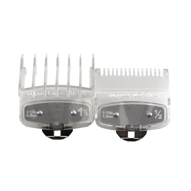 universal hair clipper cutting comb cover, barber shop trimmer protective gear accessory limit comb hairdressing tool 2pcs Transparent