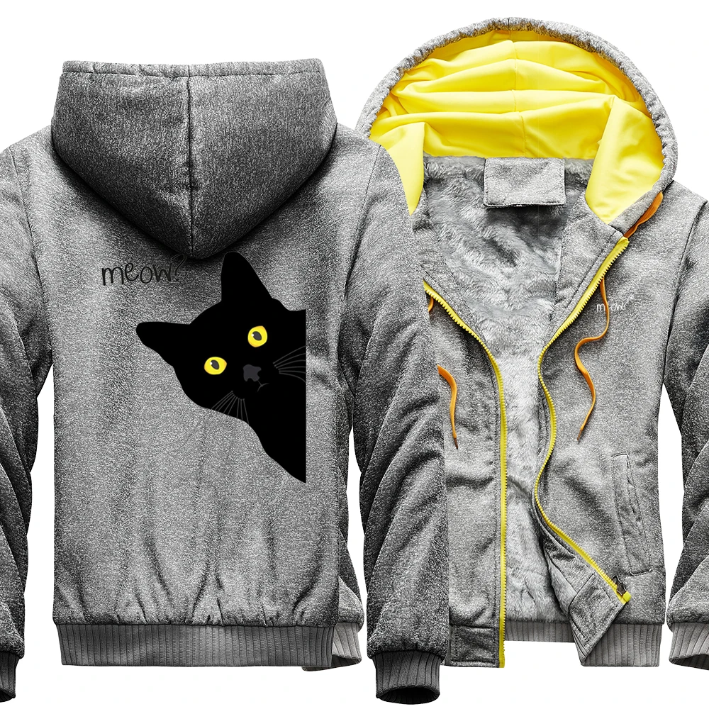 

Lovely Cartoon Cat Cartoons Anime Print Hoody Men's Fashion Casual Jacket Cardigan Fleece Clothing Thicken Pocket Male Hoody