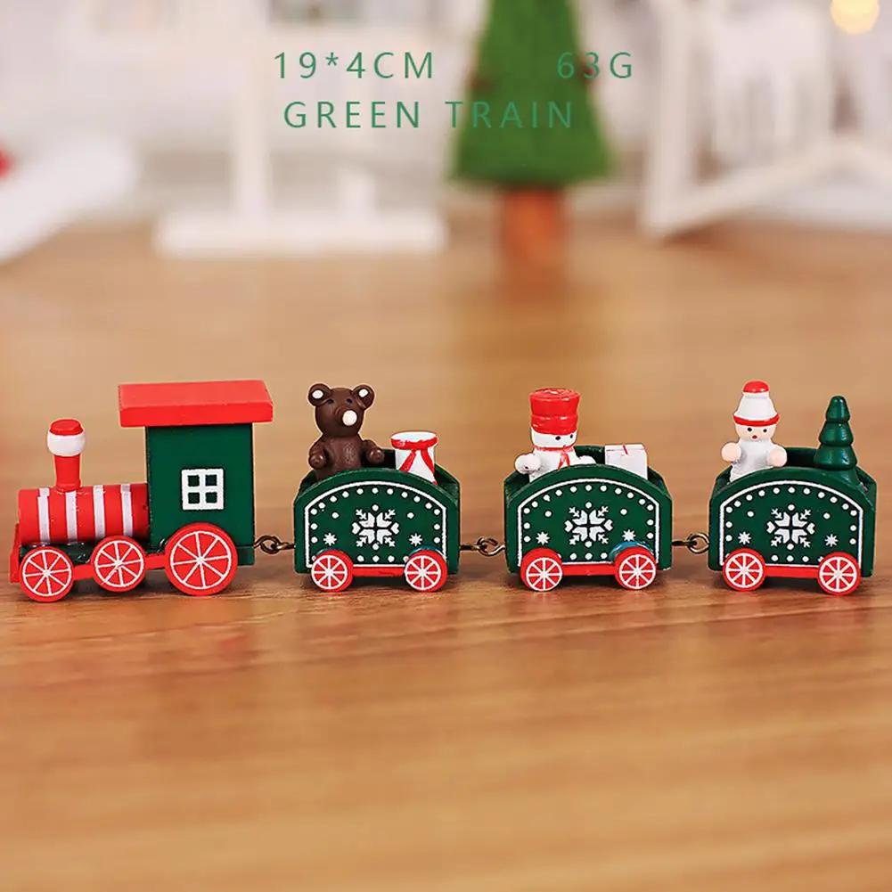 B green train Рождественский деревянный маленький поезд новогодний домашний реквизит Рождественские украшения детский подарок - Цвет: B green train