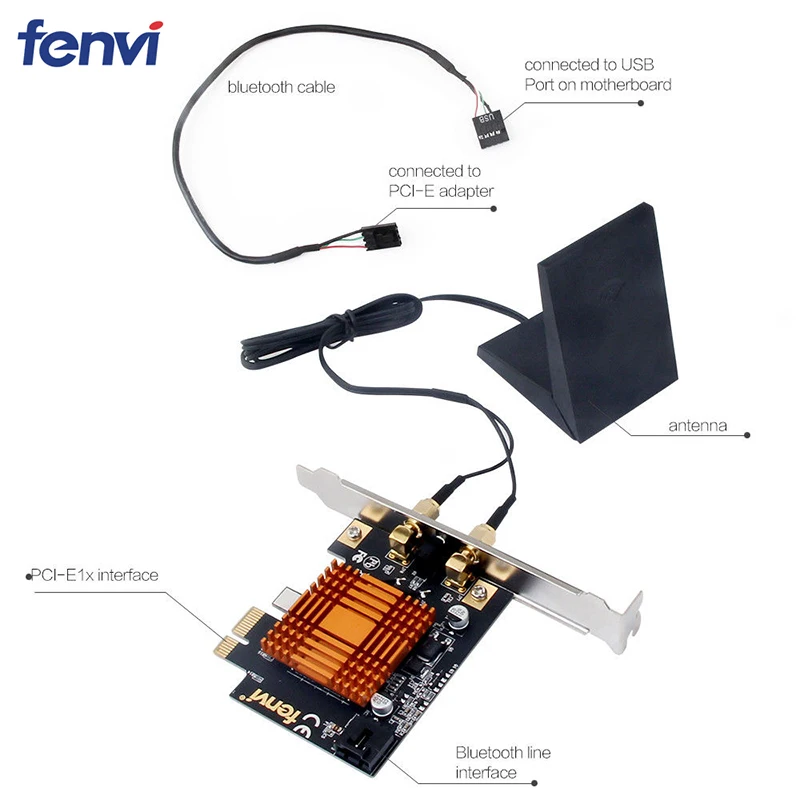 Fenvi Настольный 1200 Мбит/с Беспроводной двухдиапазонный Bluetooth 4,2 PCIe Wi-Fi адаптер Intel 8260 WiFi сетевая карта 802.11ac 2,4G/5 ГГц