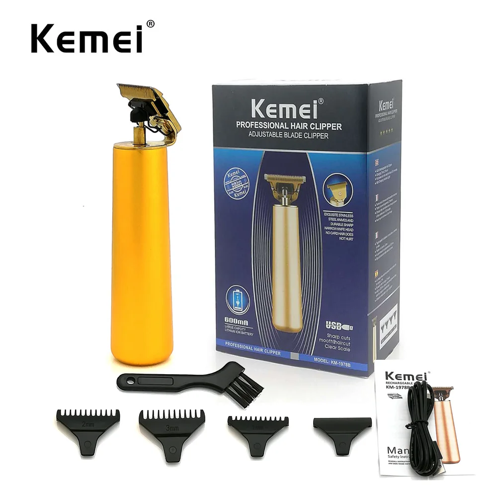 

Kemei Hair Clipper Professional Electric 0mm Cliper Beard Trimmer Rechargeable Wireless Electric Trimer KM-1978 Electric T-blade