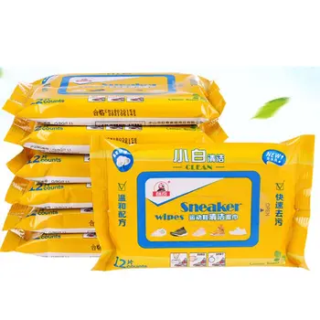 

12 Counts/Bag Travel Portable Disposable Sneaker Wet Wipes Leather Shoes Sandals Cleaning Tissue Marks Eraser