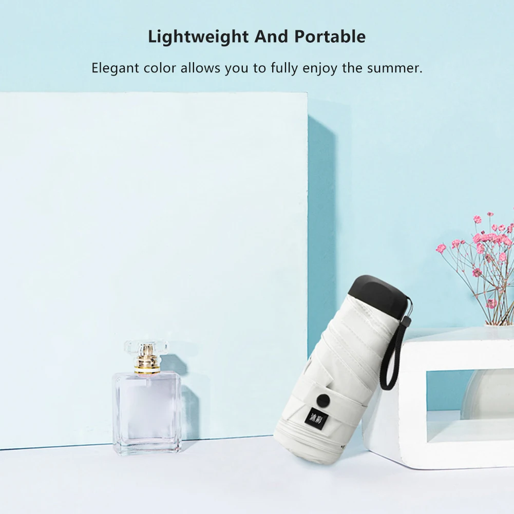 Semi-Automatic Half-Folding Umbrella Flat Handle Black Glue Sunscreen Sun Umbrella Anti-ultraviolets Sunshade Mini Pocket