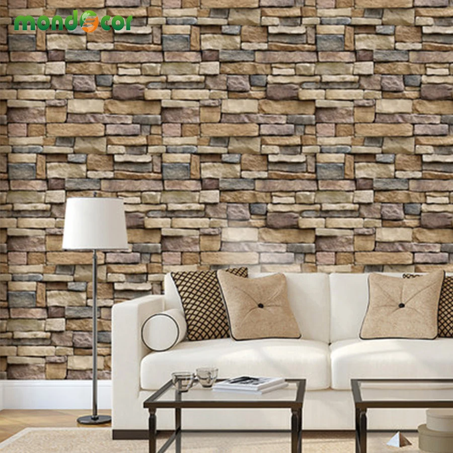 

PVC Self-adhesive Waterproof Wall Stickers Shale Stone Pattern House Decor Kids Room Living Room Bedroom TV Background Wallpaper