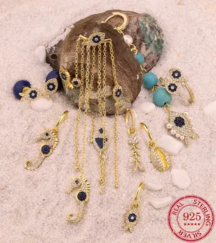 

Private Custom S925 Sterling Silver High Quality Earrings New Ete Lucky Fish Seahorse Series Fashion Earrings Ladies Jewelry