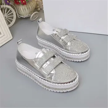 

Chunky Sneakers Women Ladies Shoes Crystal Tenis Feminino Casual Fats Sneacker Hook&Loop Famale Shoes Med Heels Zapatos De Mujer