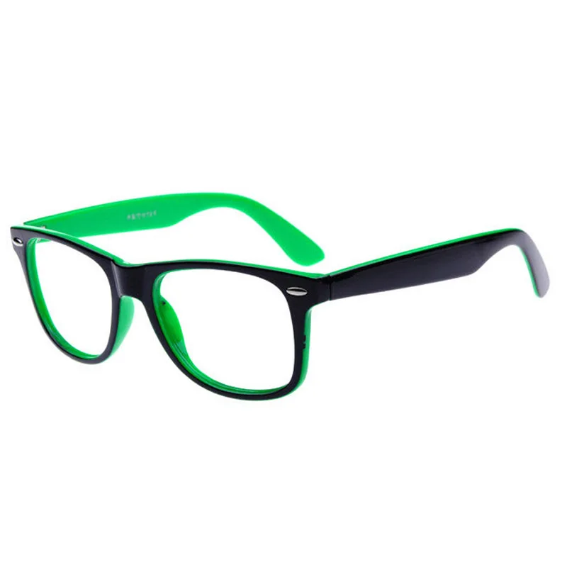 Очки без линз, оправа для мужчин и женщин, украшение для ПК, очки с заклепками, оправа для очков, черные, красные, синие, оранжевые, зеленые, белые - Цвет оправы: green and black