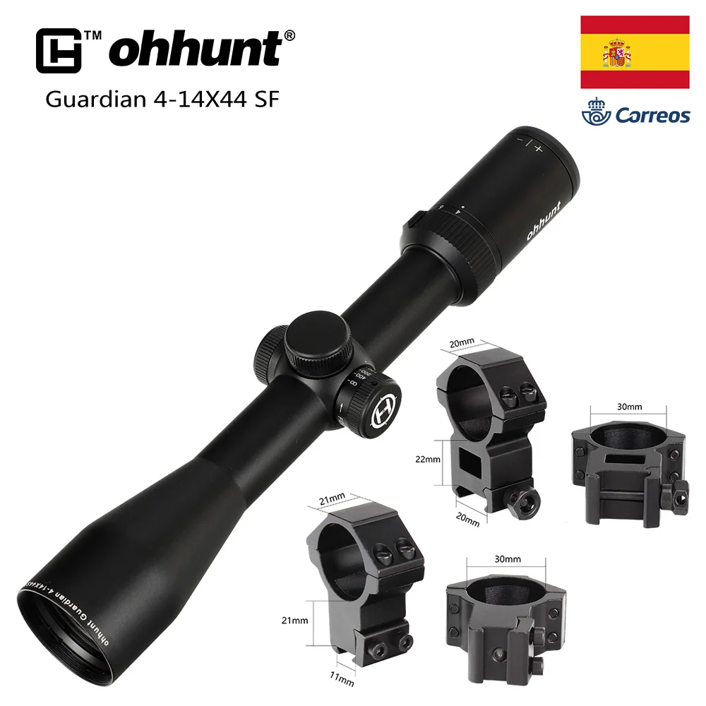 Ohhunt Guardian 4-14X44 SF Охотничья винтовка 30 мм Труба боковая Parallax тактические оптические прицелы с крышкой KillFlash и кольцами для крепления - Цвет: Two Style Rings