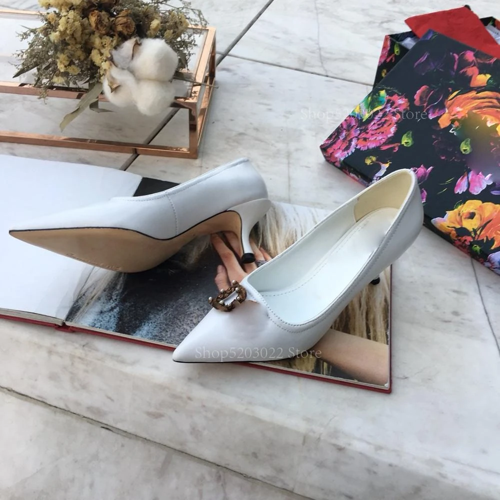 white leather pumps ladies