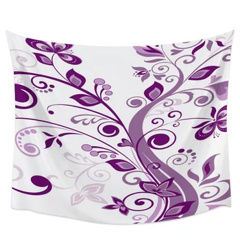 

Flowers Butterfly Wings Leaves Plant Purple Wall Tapestry Home Decoration Wall Hanging for Bedroom Living Room