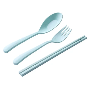

3Pcs Feeding Portable Eco-Friendly Cutlery Set Chopstick Spoon Fork Camping Picnic Sets