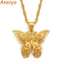 Anniyo талисманы бабочка кулон цепи ожерелья для женщин девочек золотой цвет ювелирные изделия мода фоны подарки#006209P