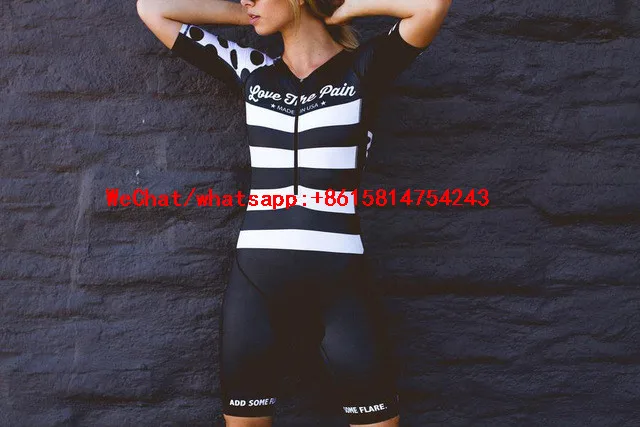 Любовь боль на заказ велосипед и бег одежда для женщин Велоспорт тела комплект триатлонный обтягивающий костюм ropa велокостюм speedsuit гелевый коврик - Цвет: skinsuit