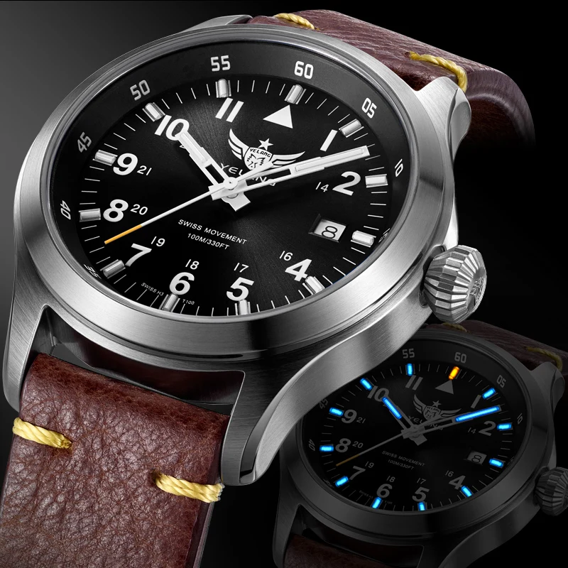 Тритий часы, наручные часы мужские Yelang военные T100 светящиеся водонепроницаемые мужские Спортивные кварцевые наручные часы relogio masculino V1021 - Цвет: watch men p6